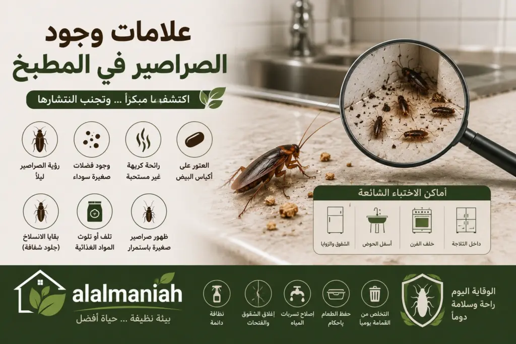 علامات وجود الصراصير في المطبح